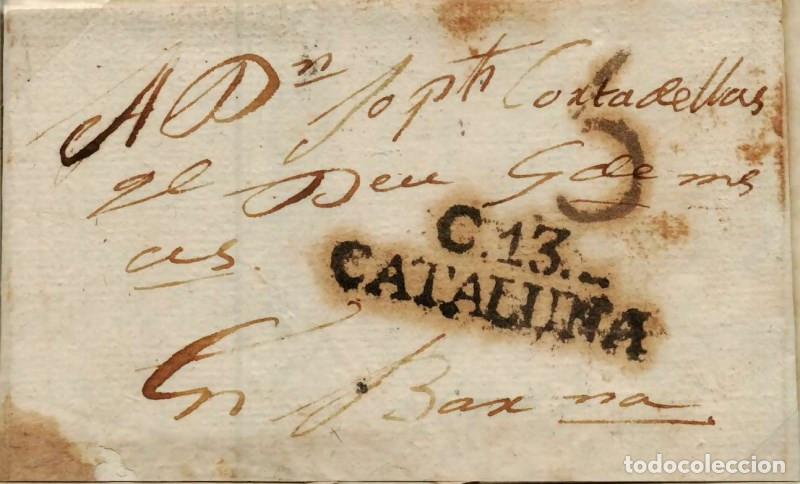 Sellos: FA0769A, PREFILATELIA. 1803, 17 de abril. Sobrescrito circulado de Cervera a Barcelona