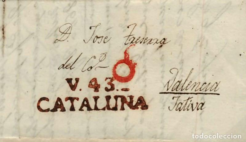 Sellos: FA0776G, PREFILATELIA. 1842, 10 de julio. Sobrescrito circulado de Valls a J&aacute;tiva