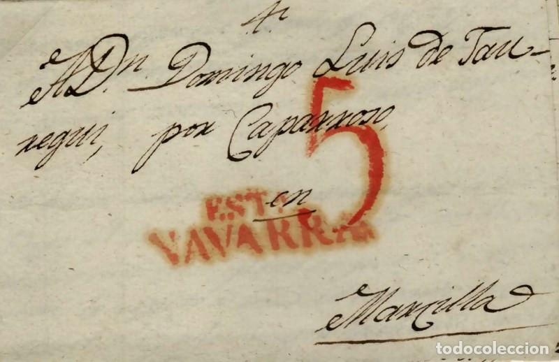 Sellos: FA0777G, PREFILATELIA. 1826, 4 de mayo. Sobrescrito circulado de Estella a Marcilla
