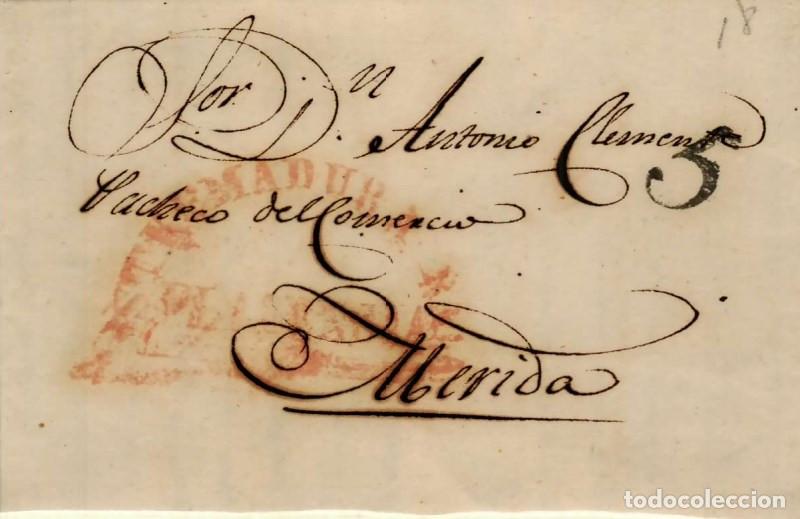 Sellos: FA1323D. PREFILATELIA. (1836-42ca). Sobrescrito circulado de Plasencia a M&eacute;rida