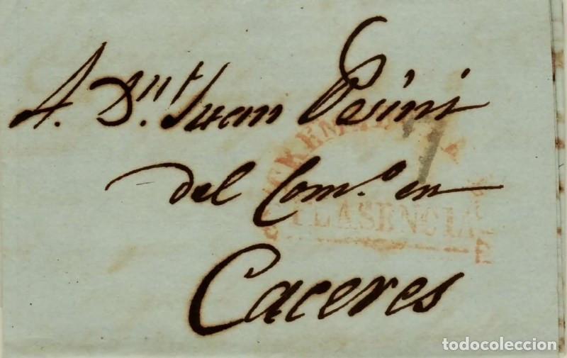Sellos: FA1323E. PREFILATELIA. (1836-42ca). Sobrescrito circulado de Plasencia a C&aacute;ceres