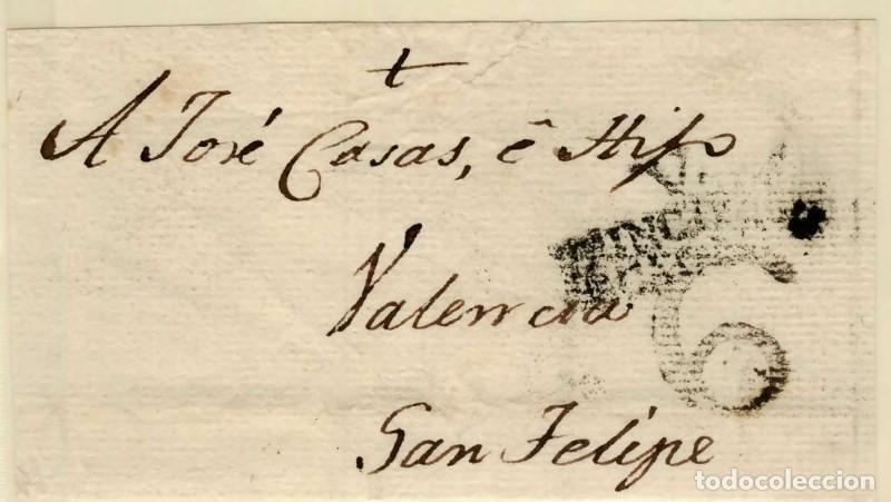 Sellos: FA1351J. PREFILATELIA. (1796-1802ca). Sobrescrito circulado de Vich a San Felipe