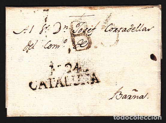 Stamps: Carta DP.5 - Manresa a Barcelona (16 agosto 1804) PE.9 y B.5 de porteo