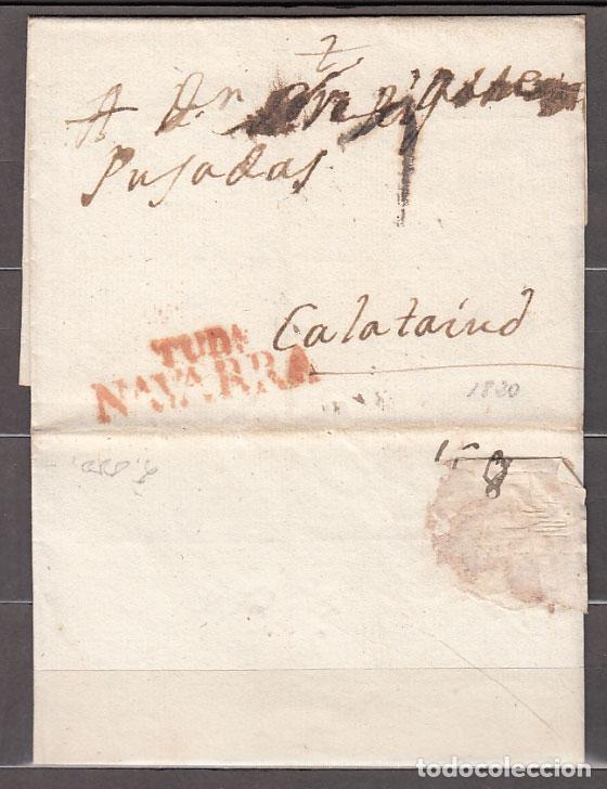 Sellos: Carta DP.6 - Tudela a Calatayud 1820 PE.14 en rojo