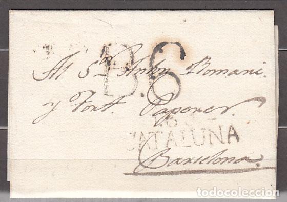 Sellos: Carta DP.5 - Tarragona a Barcelona (junio 1817) PE.13 Porteo B.6 en negro