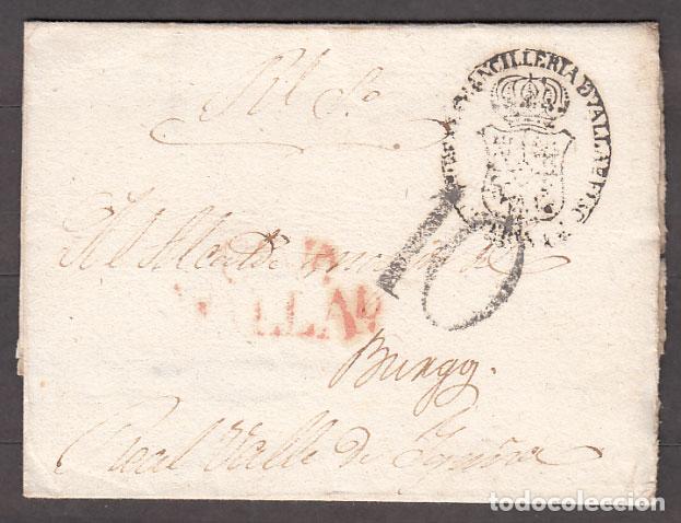 Sellos: Carta DP.14 - Valladolid a Igu&ntilde;a EP.17 y porte 10. Sello de cancilleria de Vall