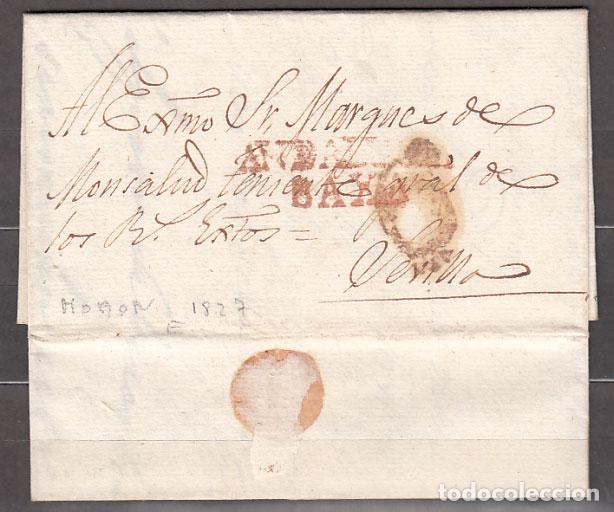 Sellos: Carta DP.25 - Mor&oacute;n a Sevilla 1827