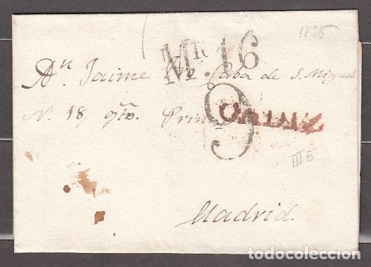 Sellos: Carta DP.26 - C&aacute;diz a Madrid PE.15 rojo marr&oacute;n