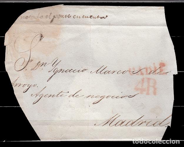 Sellos: Carta DP.26 - C&aacute;diz a Madrid 1841, PE.27 en rojo llegada a Madrid con lacre en