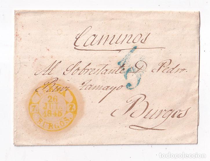 Sellos: PREFILATELIA. ENVUELTA. LERMA. BURGOS. 1845. BAEZA AMARILLO DE LUJO