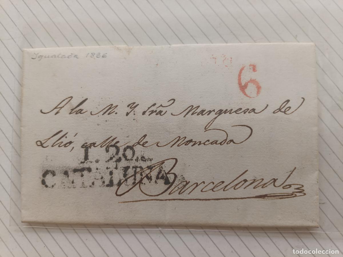 Sellos: Prefilatelia. Carta entera. Igualada, Catalu&ntilde;a 1836