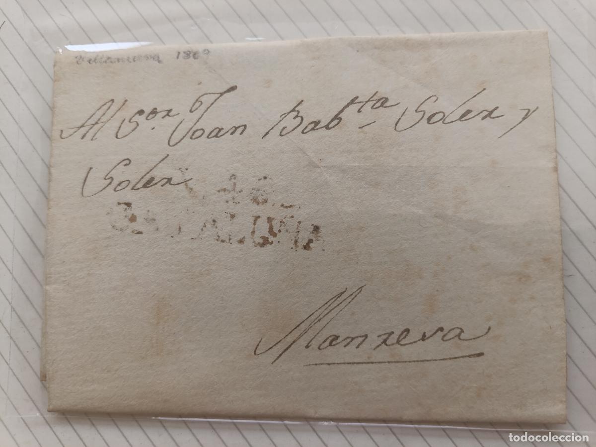 Sellos: Prefilatelia. Carta entera. Villanueva, Vilanova a Manresa, Catalu&ntilde;a 1809