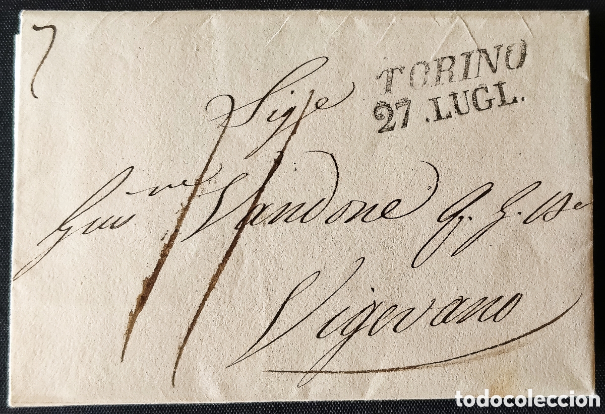 Sellos: ITALIA (REINO DE CERDE&Ntilde;A) / 1833. Carta TORINO a VIGEVANO. ALTO VALOR DOCUMENTAL. COMERCIO SEDA