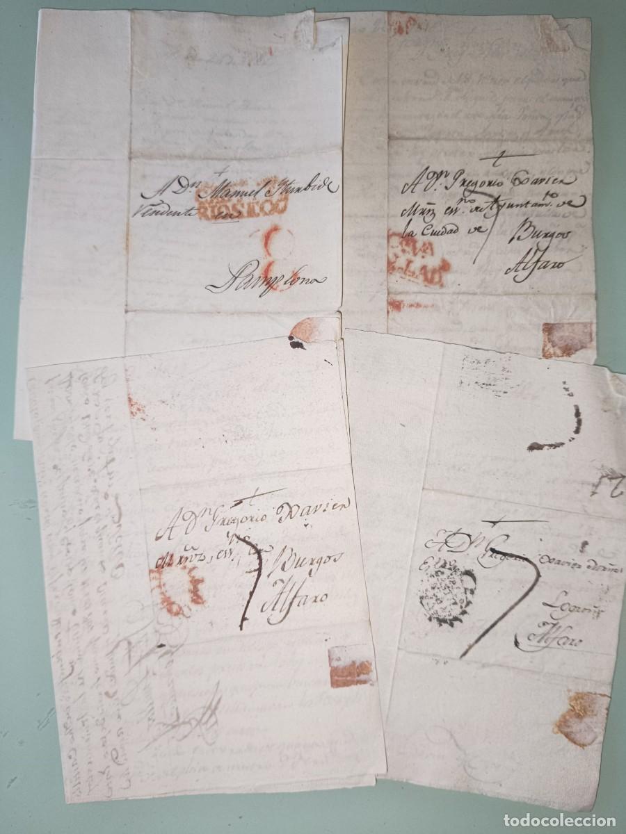 Sellos: Lote 4 cartas completas con cu&ntilde;o.Diversas fechas.Valladolid,Villalon