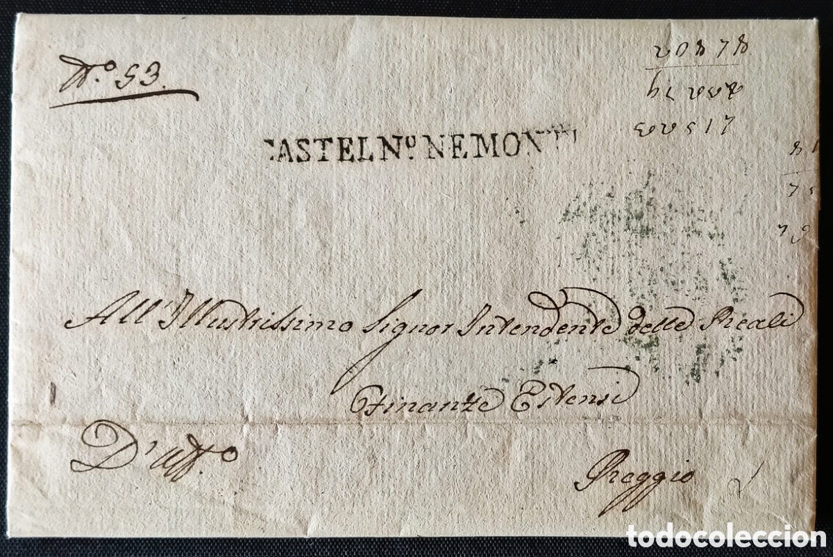 Sellos: ITALIA (DUCADO DE M&Oacute;DENA) / 1848 (23 AGO.). Carta LI a REGGIO. SOLDADOS DESCALZOS EN EL FRENTE