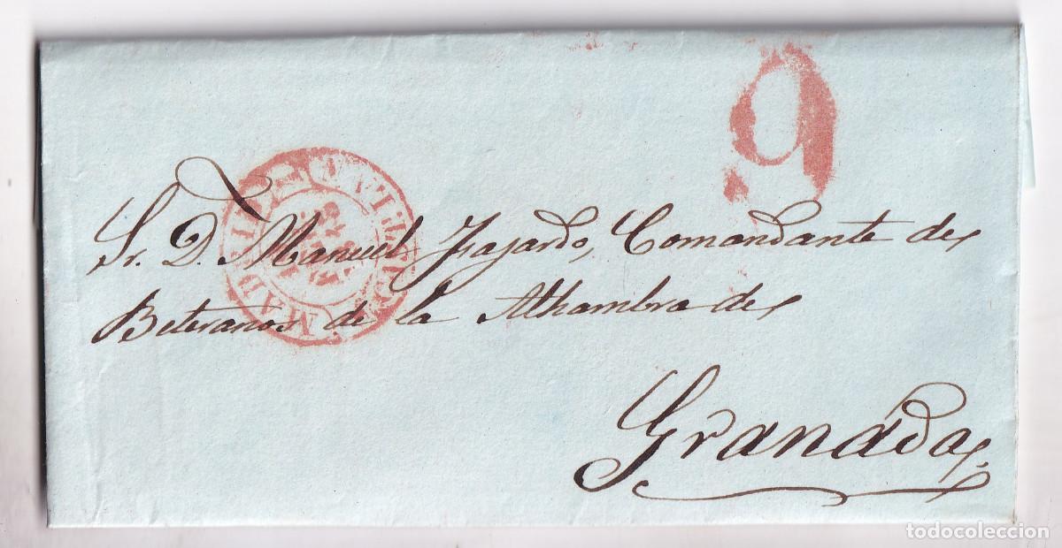 Sellos: PREFILATELIA. CARTA ENTERA. MADRID. 1843. AL COMANDANTE DE VETERANOS DE LA ALHAMBRA DE GRANADA