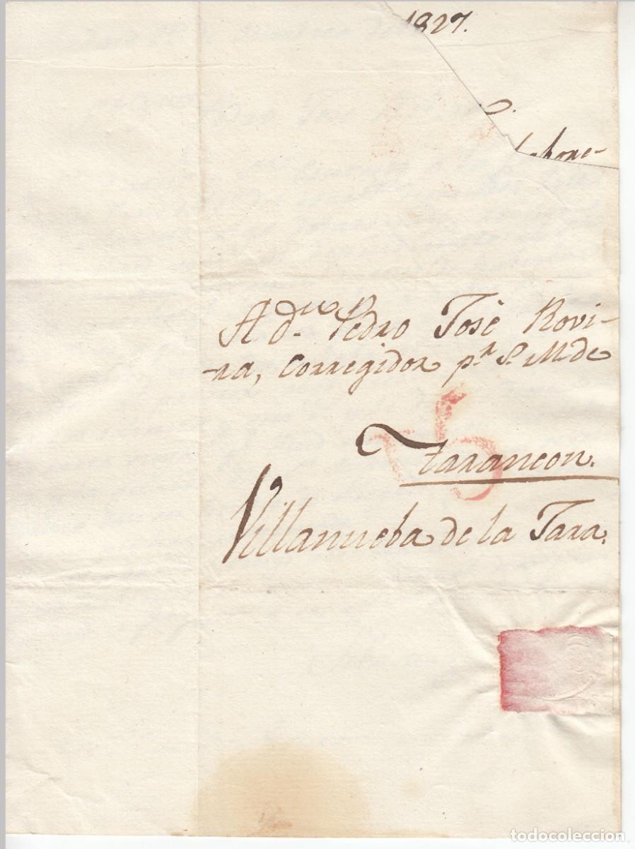 Sellos: 1827 CARTA PREFILATELICA PORTEO T 5 A PEDRO JOSE ROVIRA ALCALDE DE TARANCON. VILLANUEVA DE LA JARA
