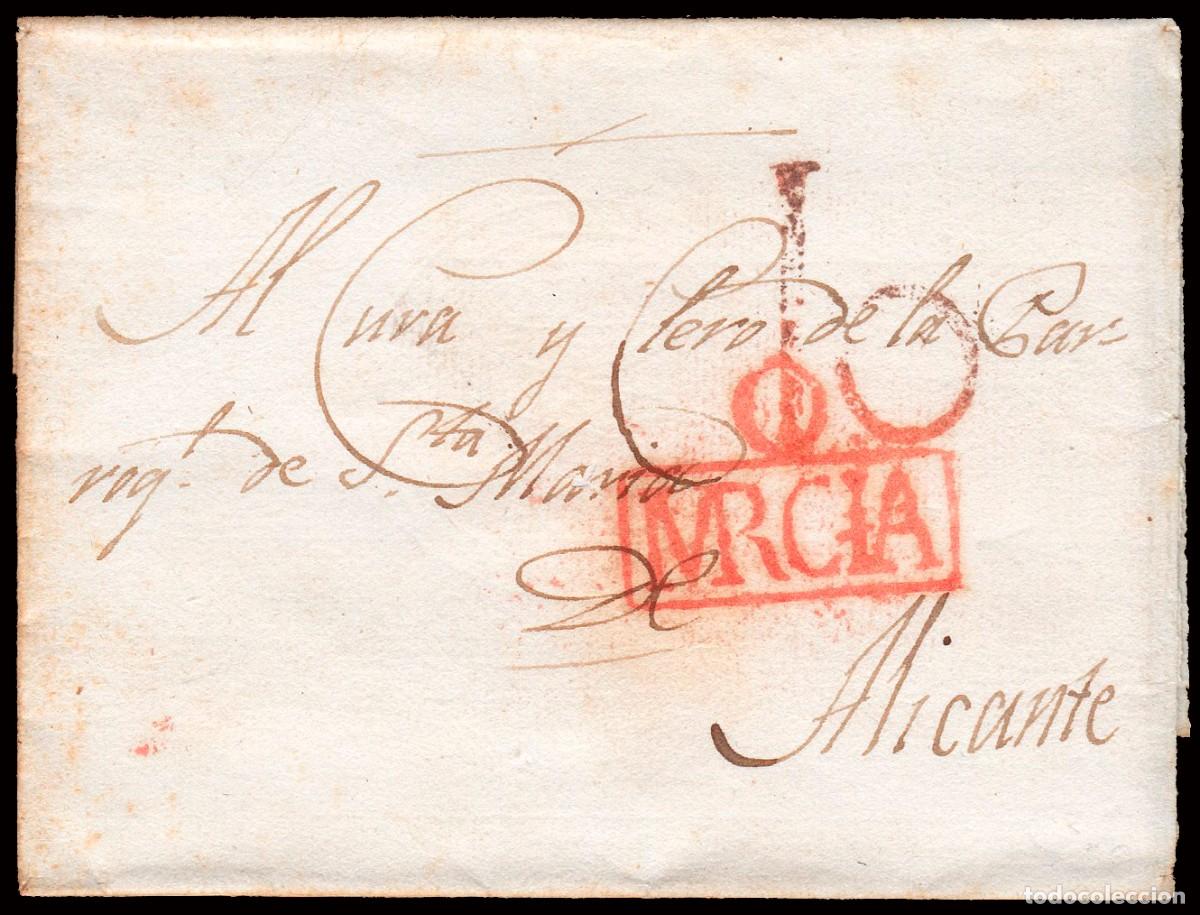 Sellos: Alicante - Prefilatelia - Orihuela PE 3R - 1820 - Envuelta + porteo &rdquo;10&rdquo; a Alicante