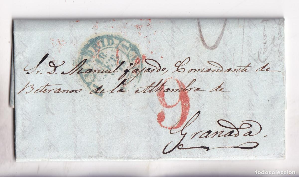Sellos: PREFILATELIA. CARTA ENTERA. MADRID. 1843. AL COMANDANTE DE VETERANOS DE LA ALHAMBRA. GRANADA