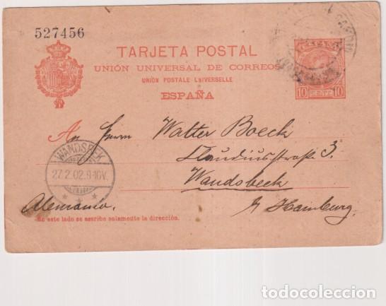 Francobolli: Tarjeta Entero Postal 40. 4&ordm; Serie de 1902. De Barcelona a Wandsbeck (Alemania) del 24 Feb. 1902 y F