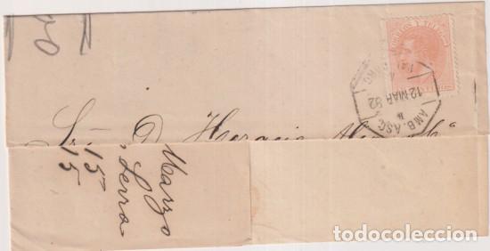 Francobolli: Envoltura. Barcelona 12 Mar. 1882. L&iacute;nea de Vapores Serra. con 15 cts. naranja de 1882. Matasellado
