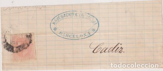 Francobolli: Frontal de Envoltura. De Barcelona a C&aacute;diz. Con 15 cts. Naranja de 1882. Edifil 210. Con sello de na
