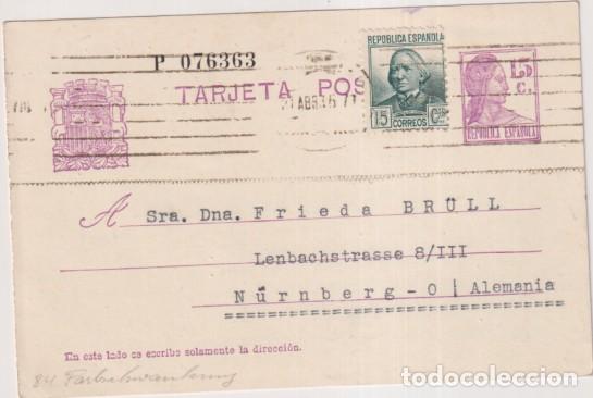 Francobolli: Tarjeta Entero Postal 69. 1932. A Nuremberg (Alemania) del 21 mar. 1936 con sobretasa