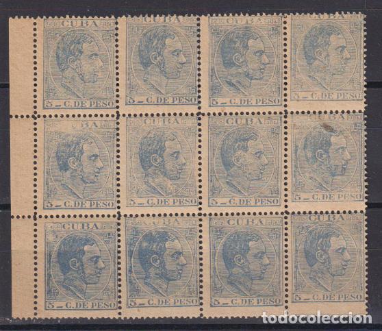 Francobolli: 1882-83. Cuba. 5 cts. de Peso. Edifil 71 ** Bloque de 12