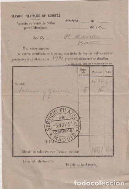 Francobolli: Servicio Filat&eacute;lico de Correos. Agencia de Venta de sellos para colecciones. Recibo con Fechador Mad
