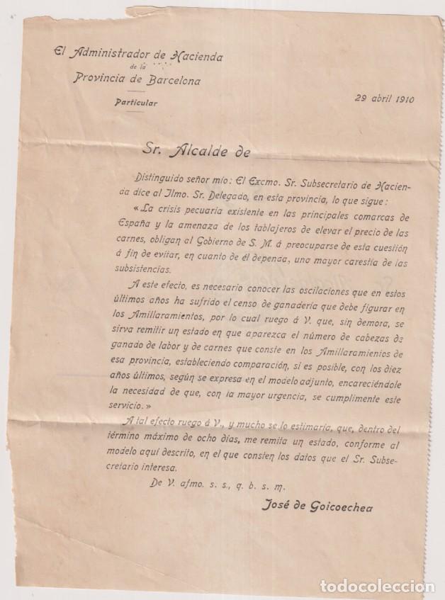 Francobolli: Carta con Membrete. De Barcelona (Administrador de hacienda) al Sr. Alcalde de Malgrat. del 28 de Ab