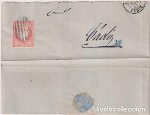 Francobolli: Envoltura de Algeciras a C&aacute;diz del 23 Nov. de 1857. Franqueado con Edifil 44 con matasello parrilla