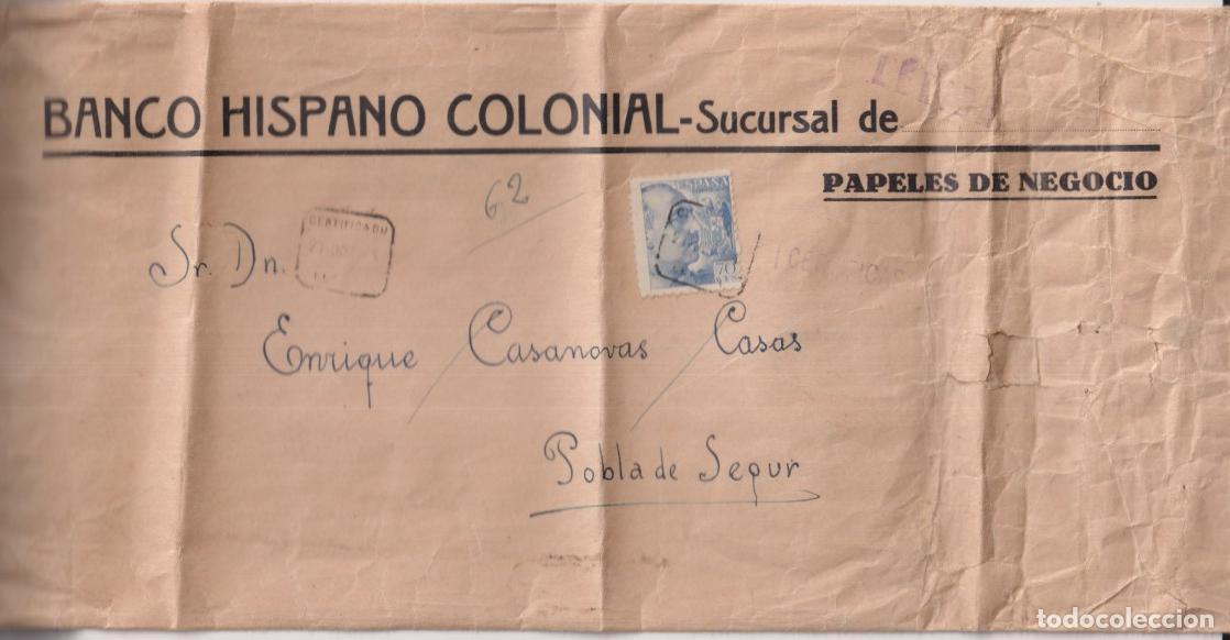 Briefmarken: Sombres con membrete de L&eacute;rida a Pobla de Segur del 21 Oct. 1944 y fechador de llegada. Certificado