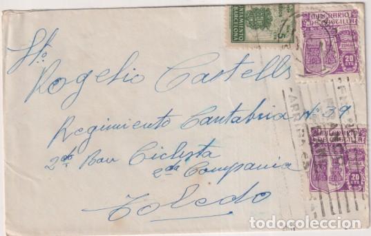 Briefmarken: Sobre de Barcelona a Sto. R. Castells. Regimiento Cantabria n&ordm; 39, 2&ordm; Bon. Ciclista, 2&ordf; Compa&ntilde;&iacute;a. To