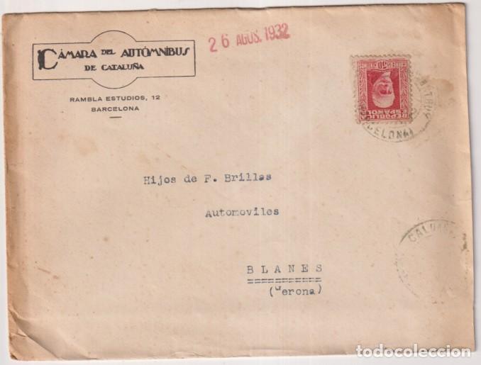 Briefmarken: Sobre de Barcelona (A&aacute;mara del Aut&oacute;mnibus de Catalu&ntilde;a) a Blanes (Gerona) del 26 Ago. 1932