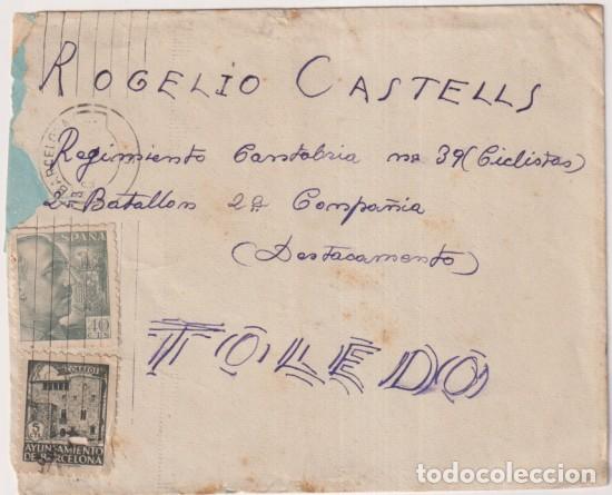 Briefmarken: Sobre de San Mart&iacute;n-Olot a Regimiento Cantabria 39 (Ciclistas) 2&ordm; Bon, 2&ordf; compa&ntilde;&iacute;a (destacamento) To