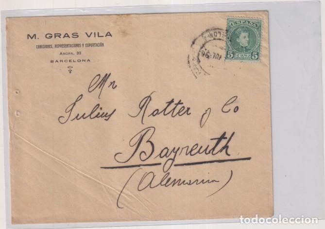 Briefmarken: Sobre con Membrete. DE Barcelona a Bayreuth (Alemania) Del 15 de Jul 1908