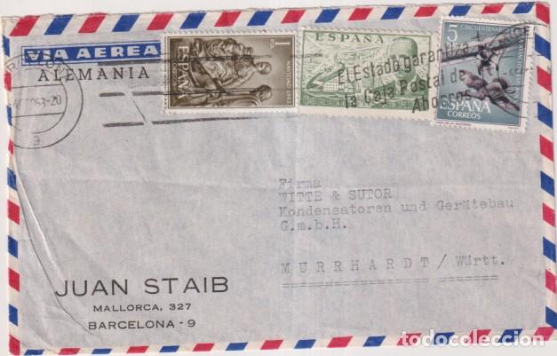 Timbres: Sobre con Membrete Barcelona a Murrhardt del 4 Feb. 1953