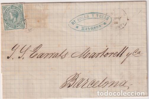 Timbres: Carta con Membrete de Manresa a Barcelona del 27 Jun. 1876. Con Edifil 183