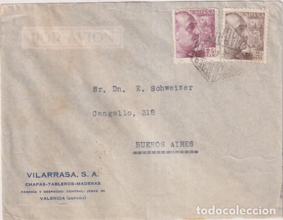 Timbres: Sobre con Membrete de Valencia a Buenos Aires del 10 Abr. 1947