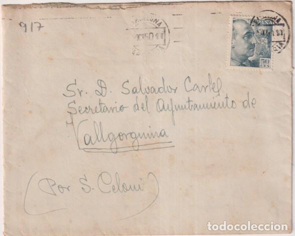 Timbres: Sobre de Gerona Vallgorguina de Oct. 1950