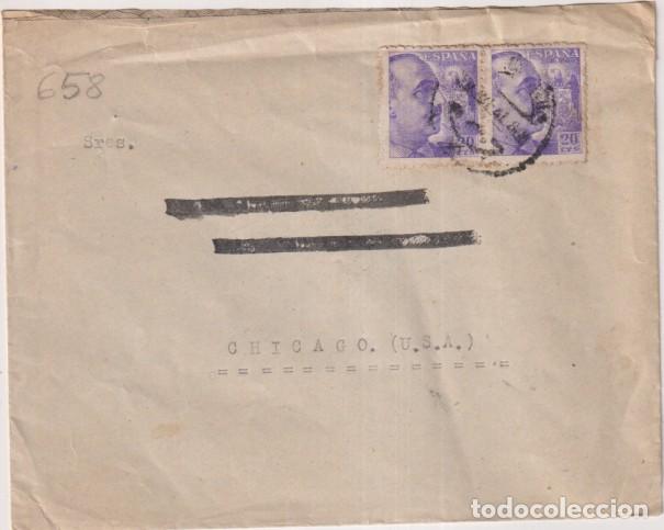 Sellos: Sobre con Membrete de Valencia a Chicago de Ene. 1941. Con Censura Gubernativa de Valencia
