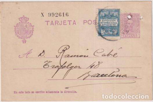 Sellos: Tarjeta Entero Postal 57 de 1925. con Franqueo Adicional de la Exposici&oacute;n Internacional de Barcelona