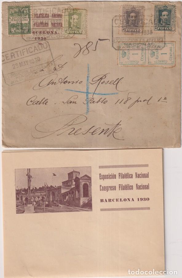 Sellos: Carta con Doble Hoja con Membrete. Exposici&oacute;n Filat&eacute;lica Nacional y Congreso. Certificado. Barcelona