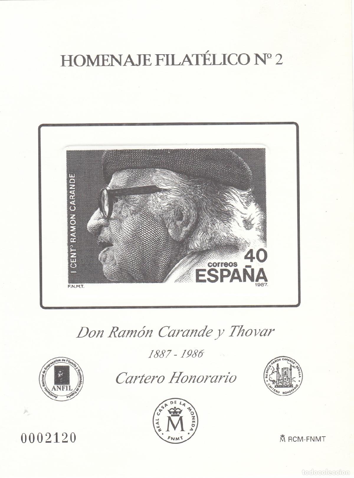 Sellos: CRS1410 ESPA&Ntilde;A HOMENAJE FILATELICO N&ordm; 2. Ram&oacute;n Carande y Thovar