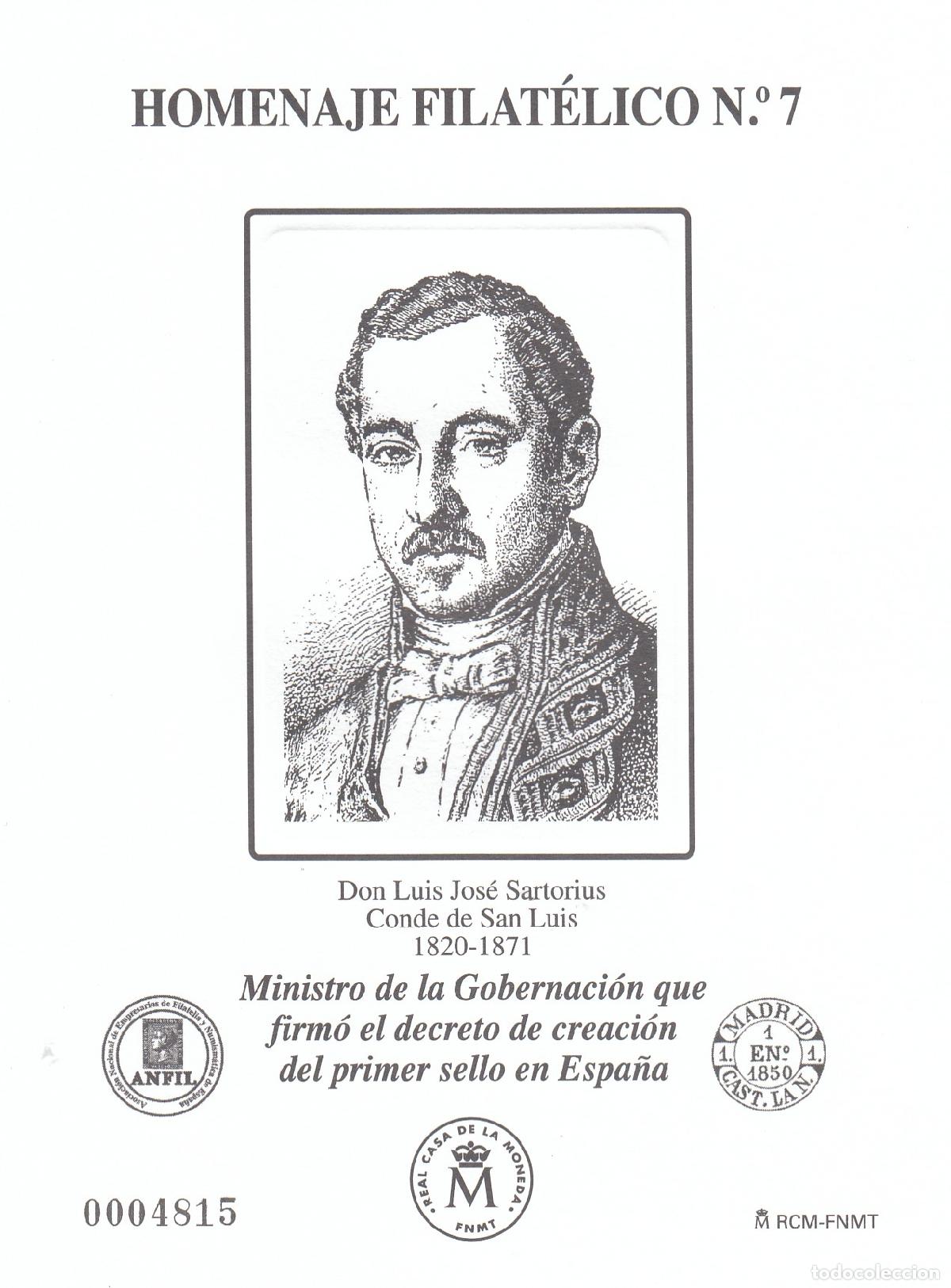 Sellos: CRS1415 ESPA&Ntilde;A HOMENAJE FILATELICO N&ordm; 7. Conde de San Luis