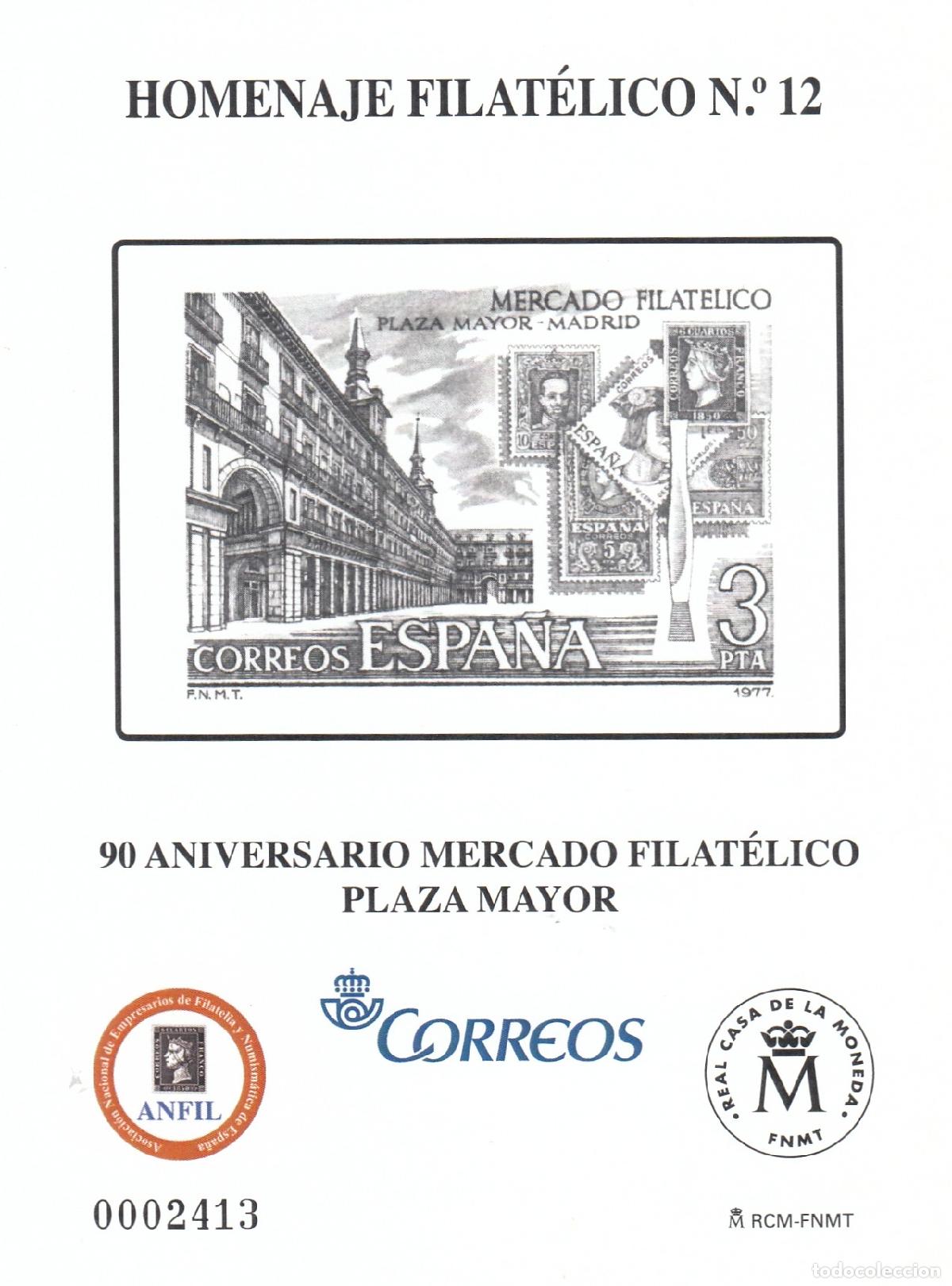 Sellos: CRS1422 ESPA&Ntilde;A HOMENAJE FILATELICO N&ordm; 12. Mercado filat&eacute;lico Plaza Mayor