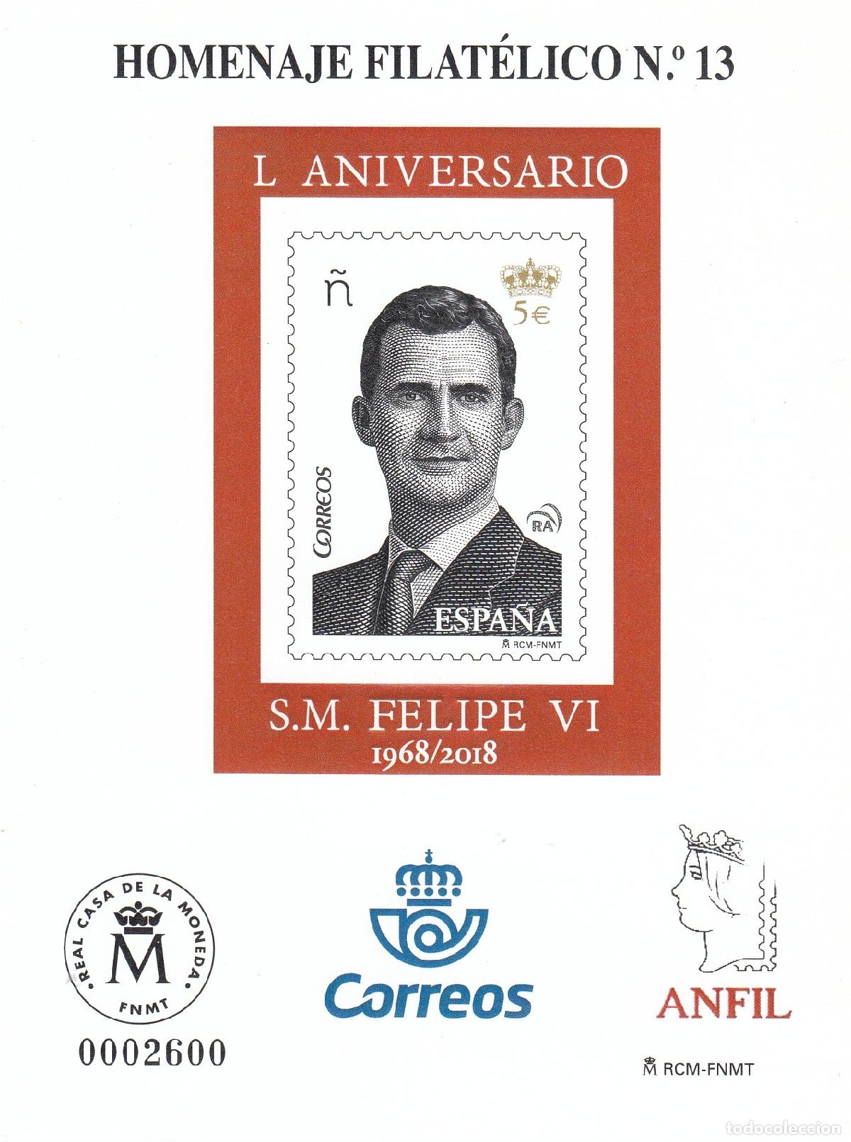 Sellos: CRS1423 ESPA&Ntilde;A HOMENAJE FILATELICO N&ordm; 13. Felipe VI&ordm;