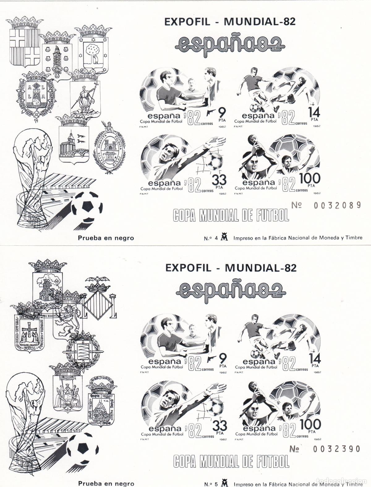 Sellos: CRS1458 ESPA&Ntilde;A PRUEBAS DE LUJO N&ordm; 4/5. A&ntilde;o 1982. Distinta numeraci&oacute;n