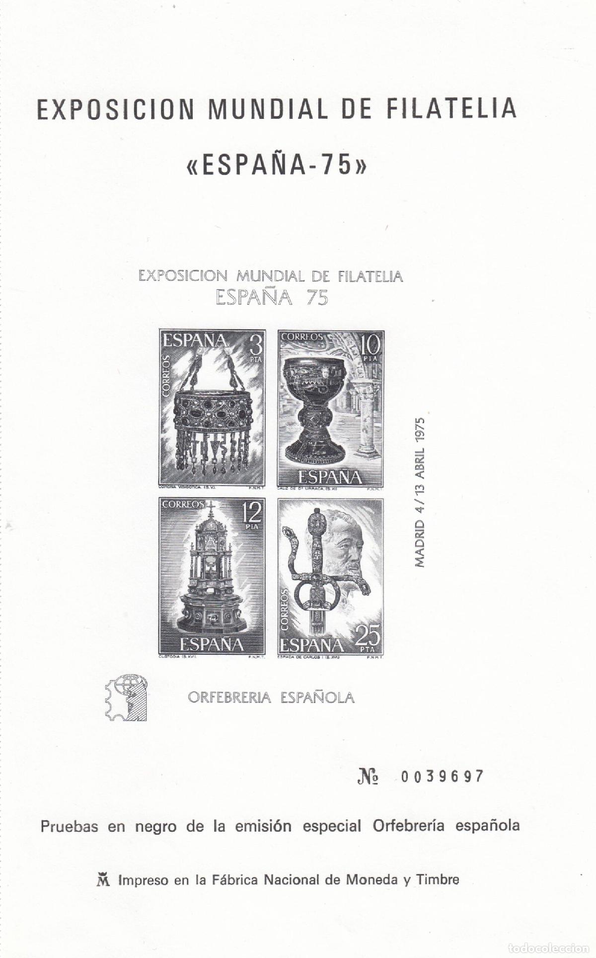 Sellos: CRS1452 ESPA&Ntilde;A PRUEBAS DE LUJO N&ordm; 1/2. A&ntilde;o 1975.