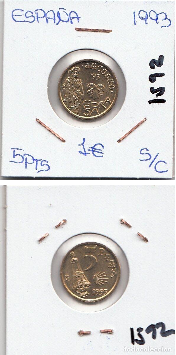 Sellos: E1592 MONEDA JUAN CARLOS 5 PESETAS 1993
